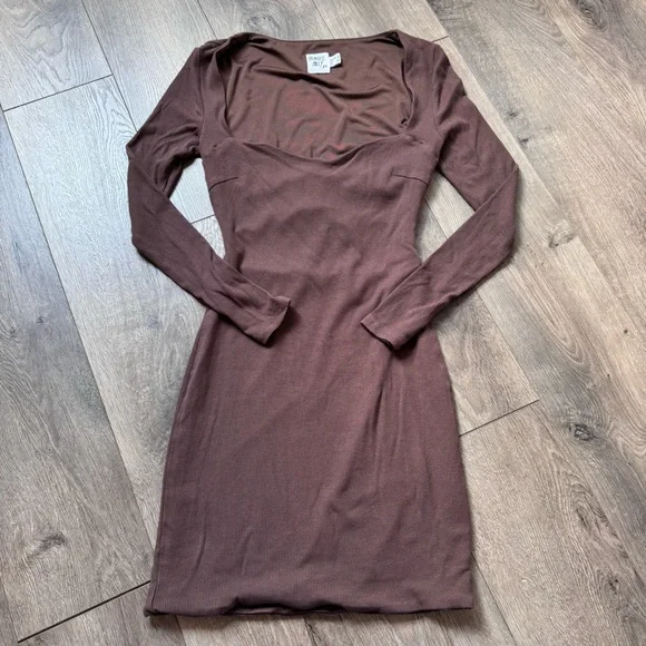 knee length dresses for ladies Lukea Long Sleeve Mini Dress | Brown | Womens main image 0